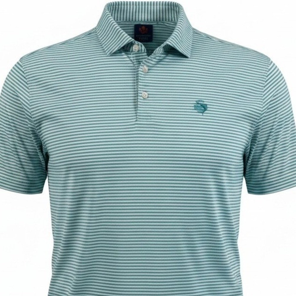Donald Ross Sport Polo Shirt Mens XL‎ Short Sleeve Striped Teal White Golf Top